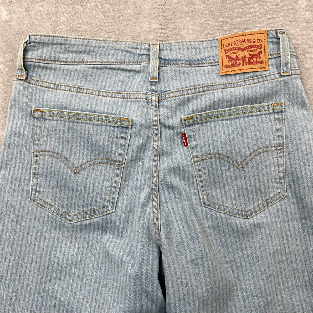 Levi's 726 High Rise Flare Jeans Size 31 Light Blue Women Pinstripe Retro Boho - Picture 7 of 14